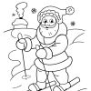 Новогодняя раскраска для детей. Дед Мороз на лыжах